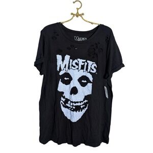 Torrid Misfits Relaxed Fit Distressed Tunic Tee Deep Black Plus Size 1 1X 14-16